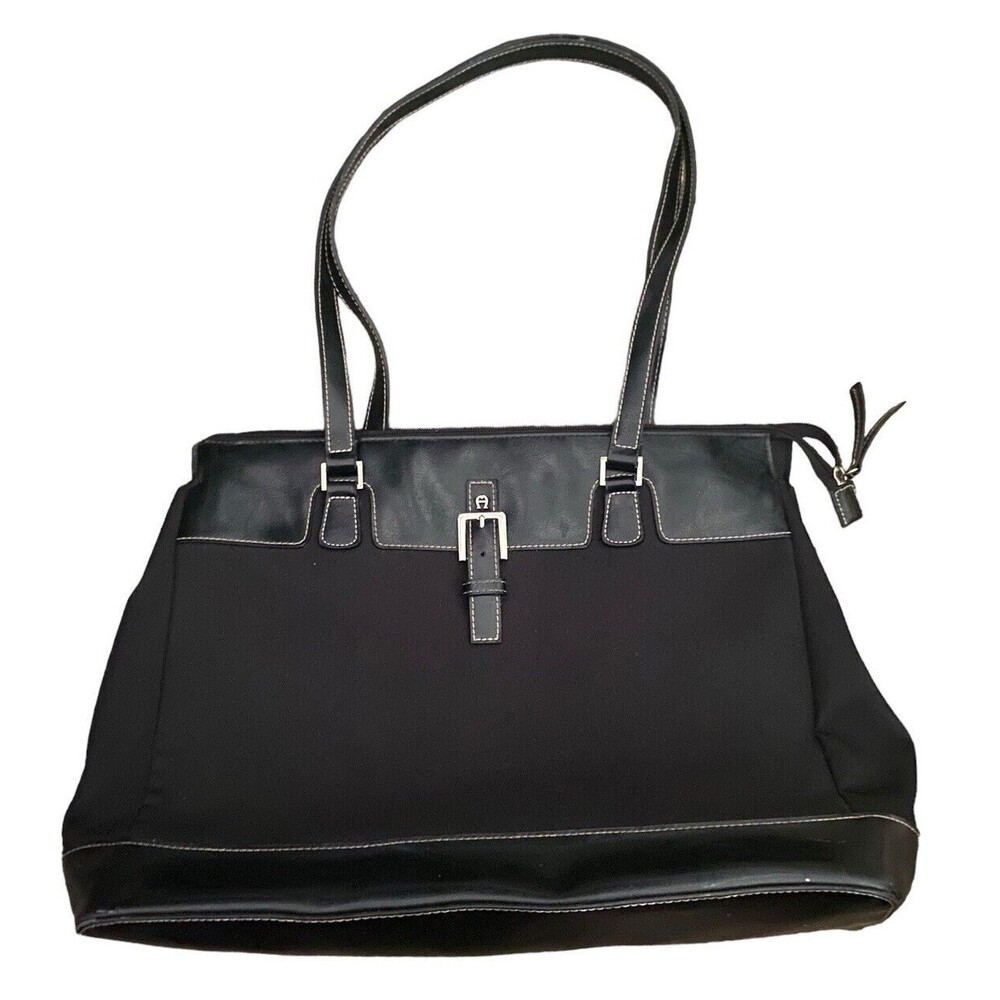Etienne Aigner Large Leather Trim Tote (Black)